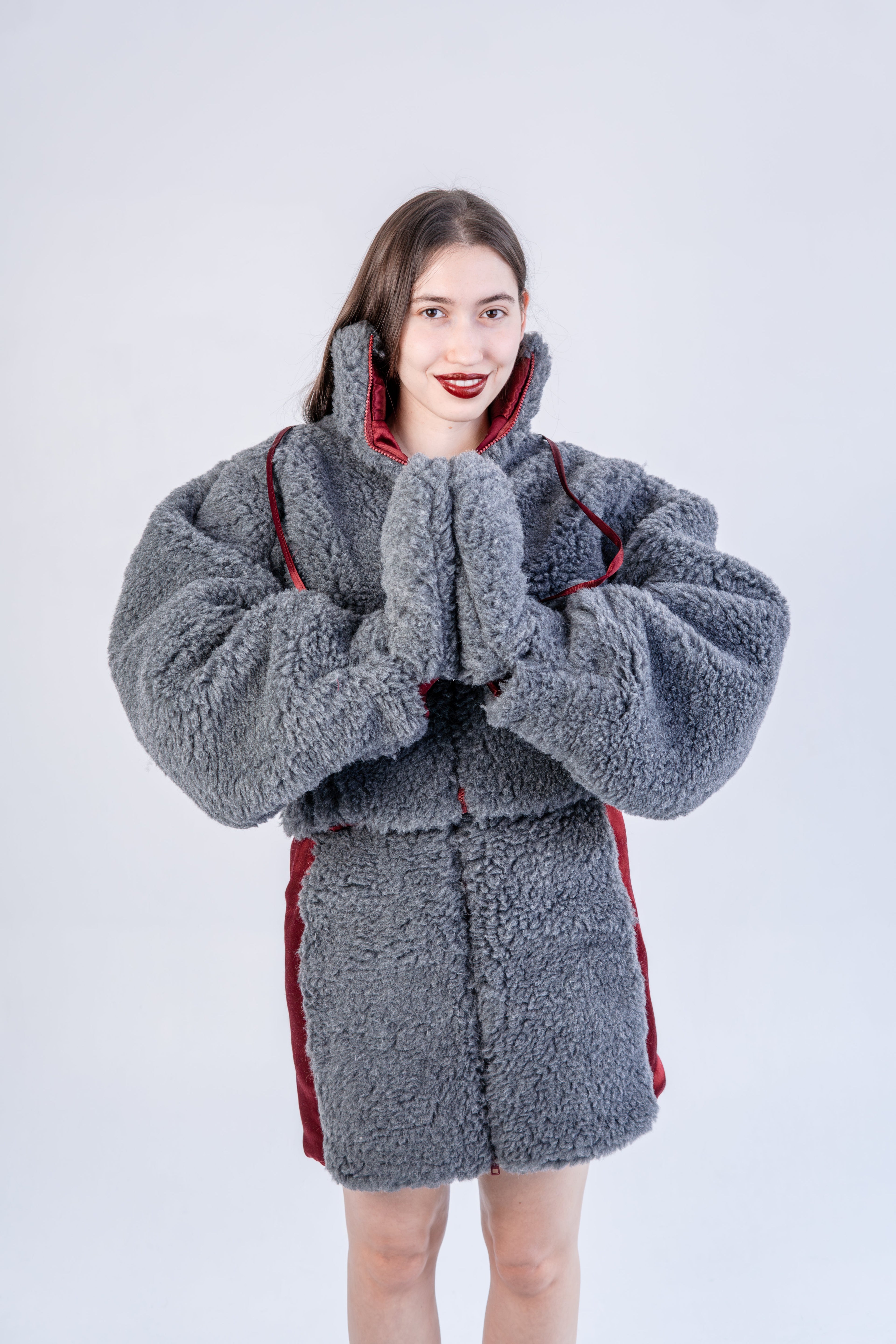 Adult Natural Wool Mittens / Gloves - Grey