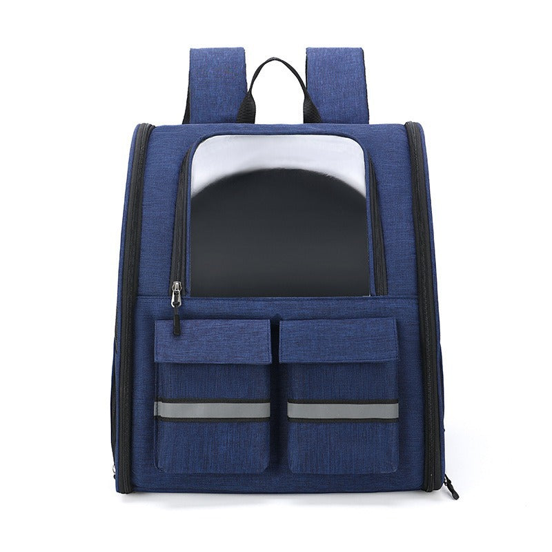 NNEDSZ Blue Collapsible Pet Carrier Backpack with Trolley Sleeve